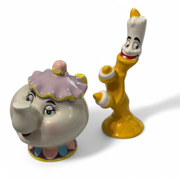 Disney Other - 1990s lot of 2 Disney Beauty and the Beast Mrs Potts and Lumiere set 3.5 inch